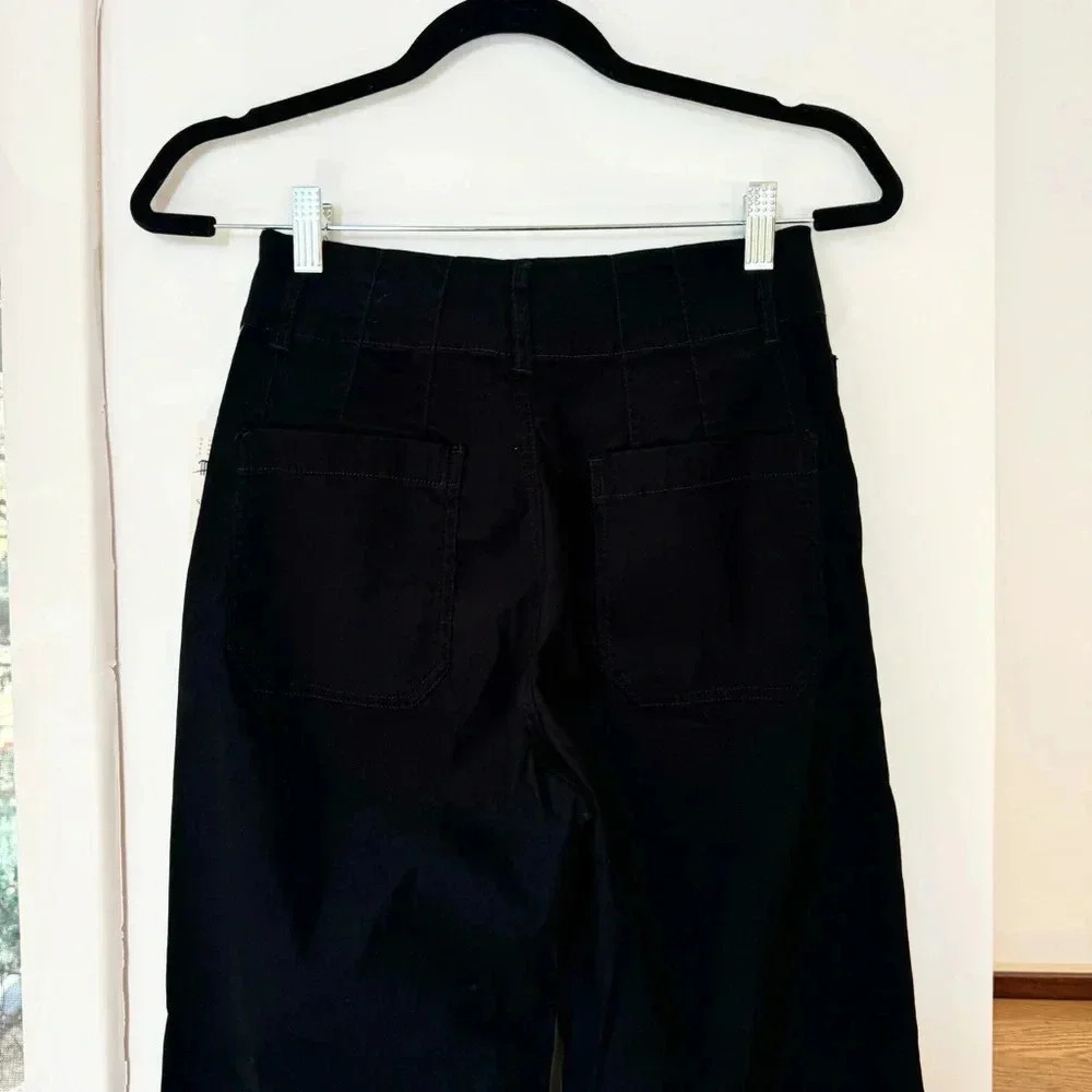 New Anthropologie The Colette Cropped Wide Leg Pants Maeve Linen Black 32 Tall - Picture 10 of 12